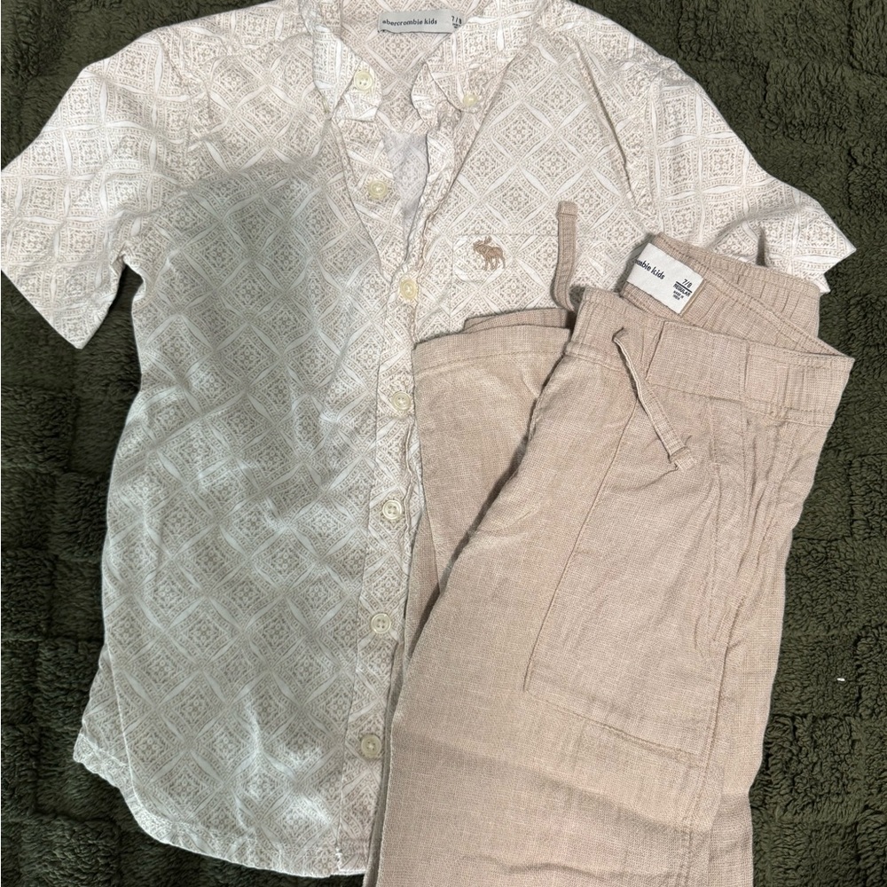 Boys Abercrombie linen button down and Pants